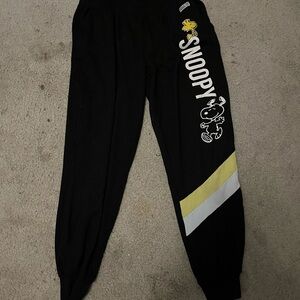 Peanuts Black Joggers with Yellow and White Accents